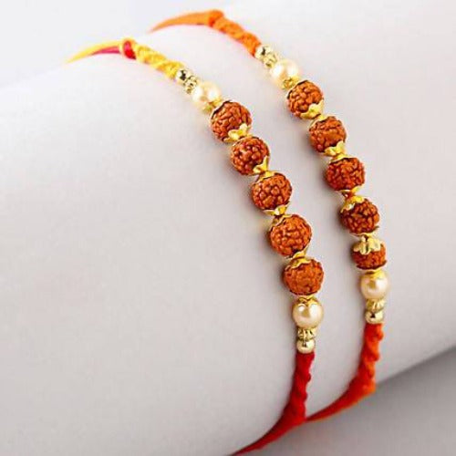 Set of 2 Rudraksha Rakhi and Cashew Jar Combo