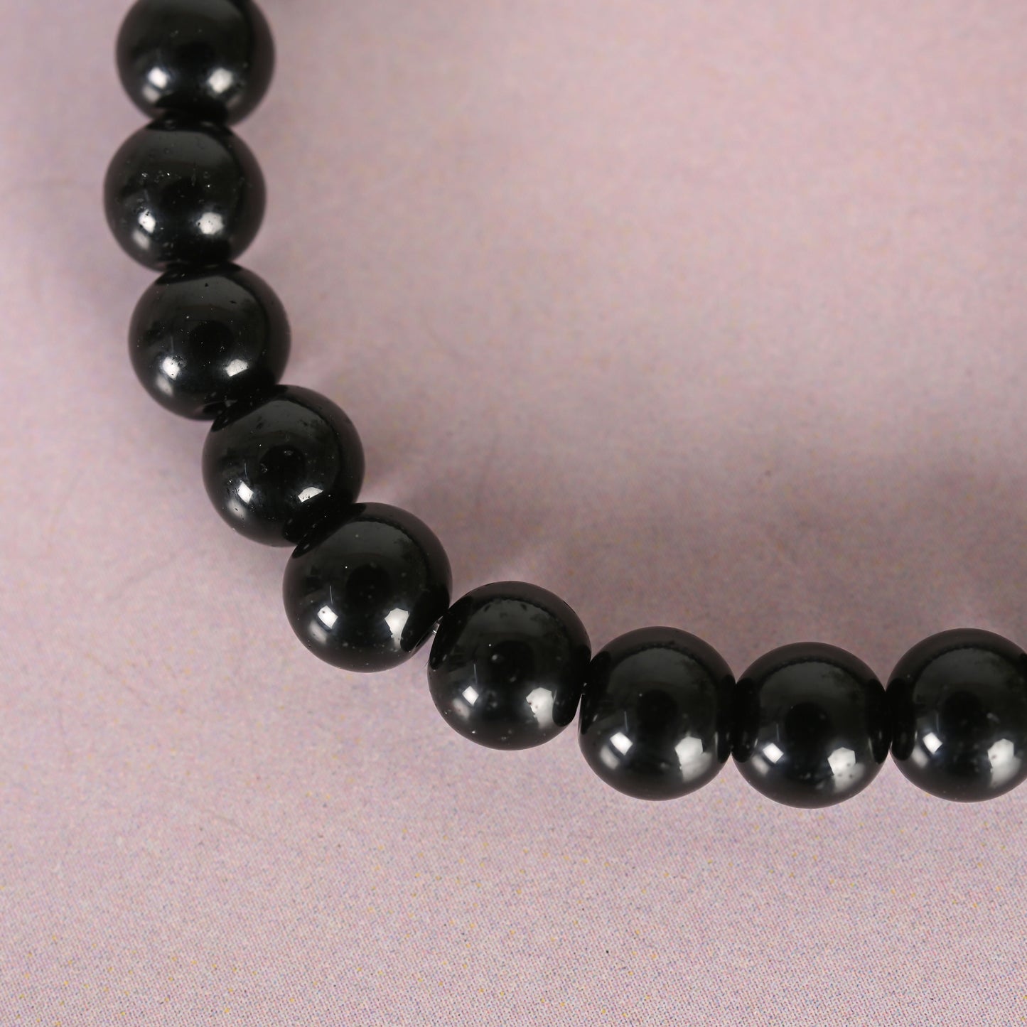NVR Men & Women Black Marbel Crystal Elasticated Bracelet