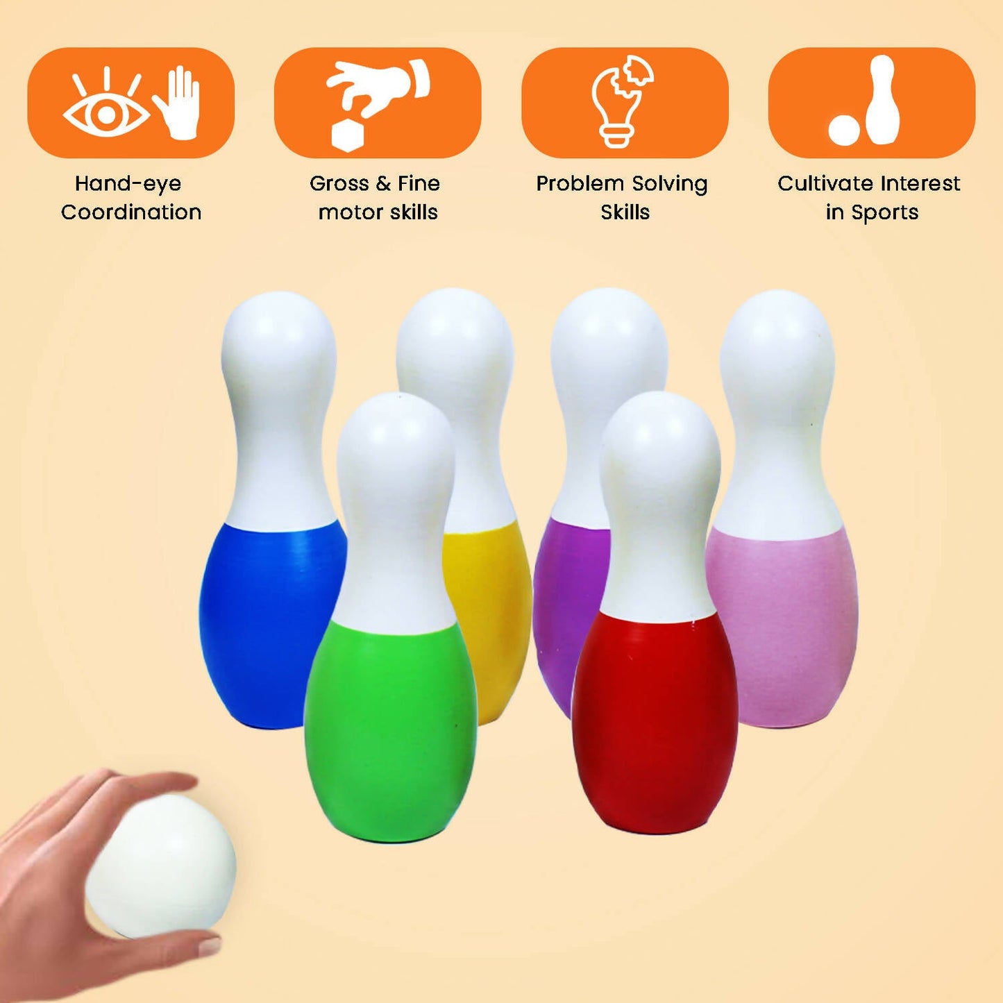 Matoyi Rainbow Coloured Bowling Set For Kids