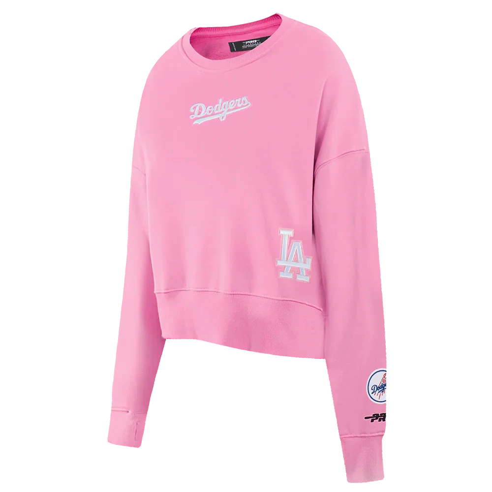 Pro Standard Womens LA Dodgers Cropped Wingspan Crewneck - Pink