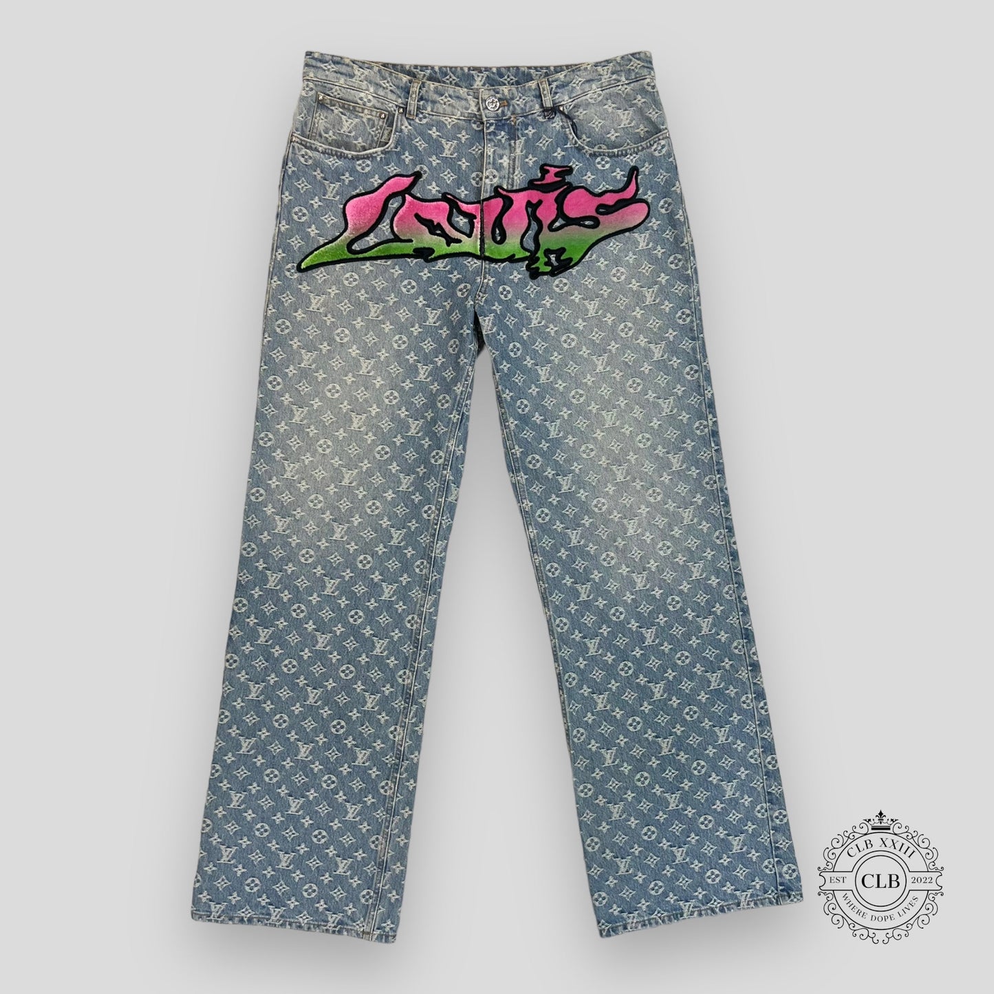 Louis Vuitton Graffiti Monogram Baggy Denim Jeans