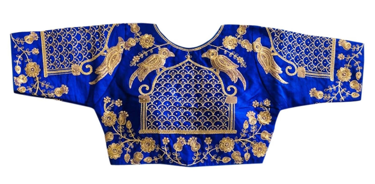 Vamika Blue Banglori Silk Embroidery Blouse For Women