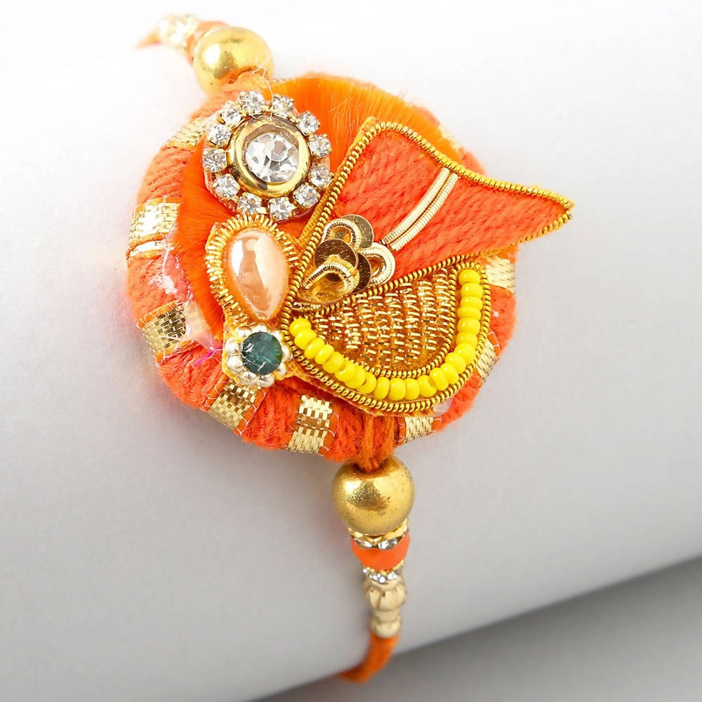 Festive Zardosi Rakhi & Kaju Katli Box
