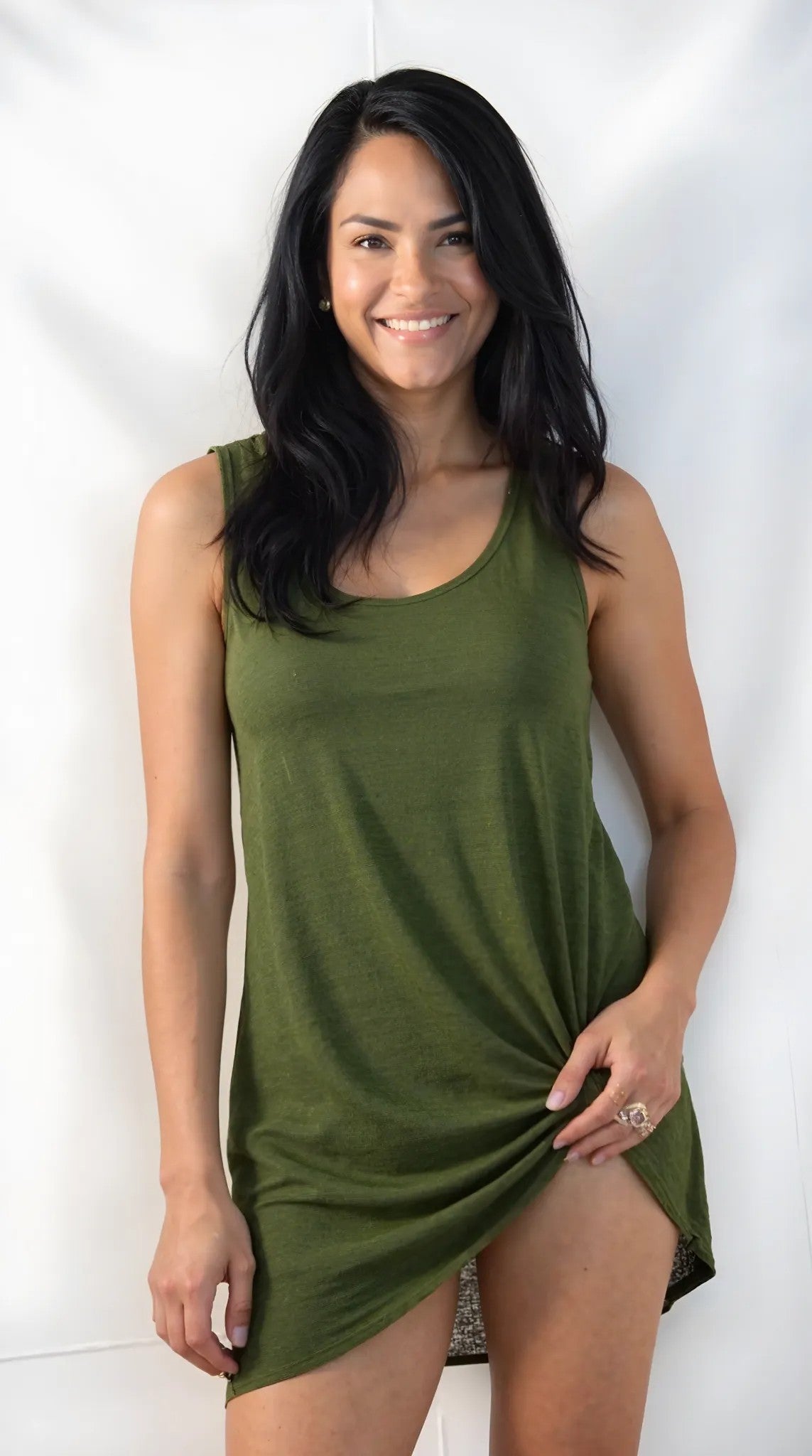 Miken Sheer Tank Dress Racerback Swimwear Cover-up