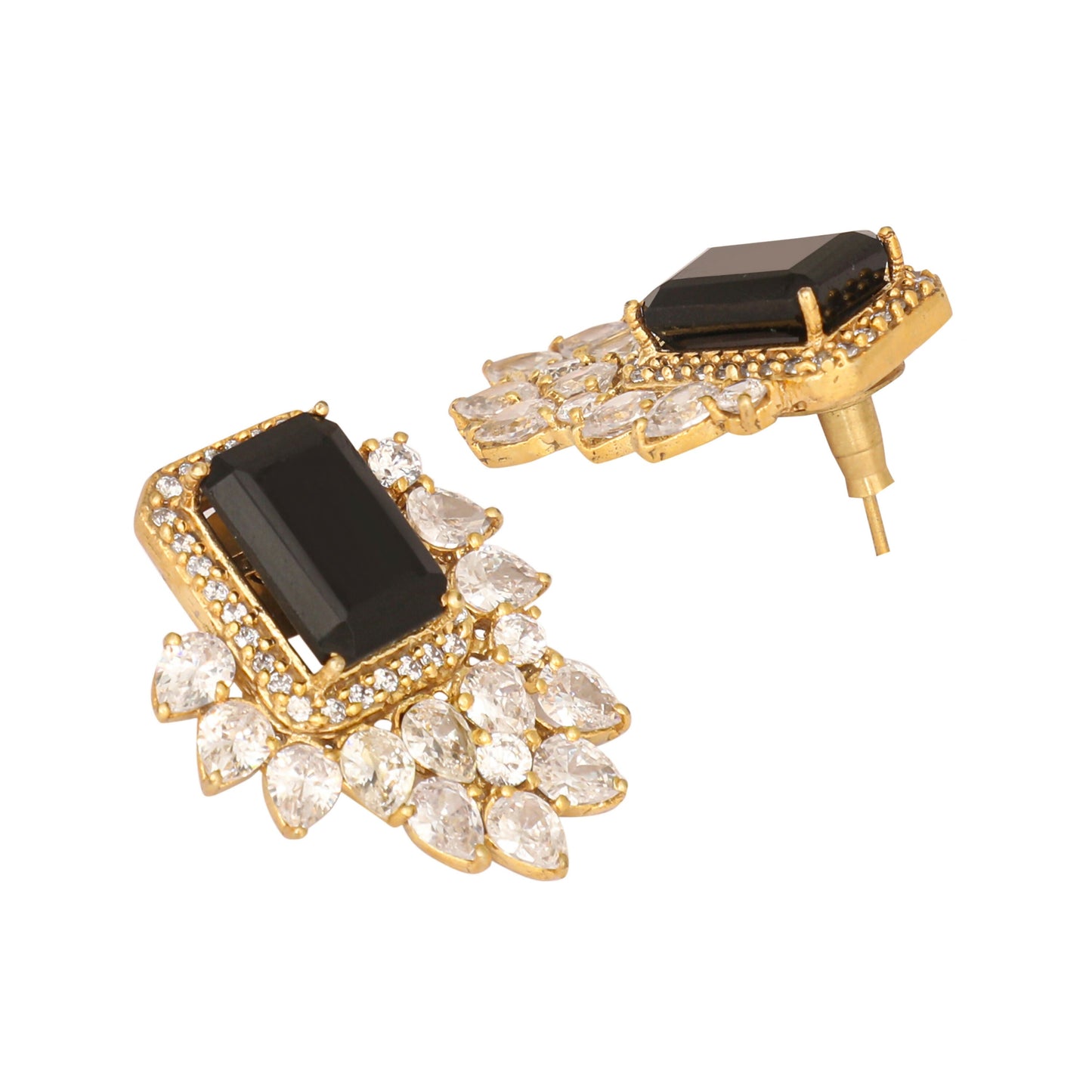 Nuyug 22K Gold Plated Noir Spark Contemporary Stud Earrings