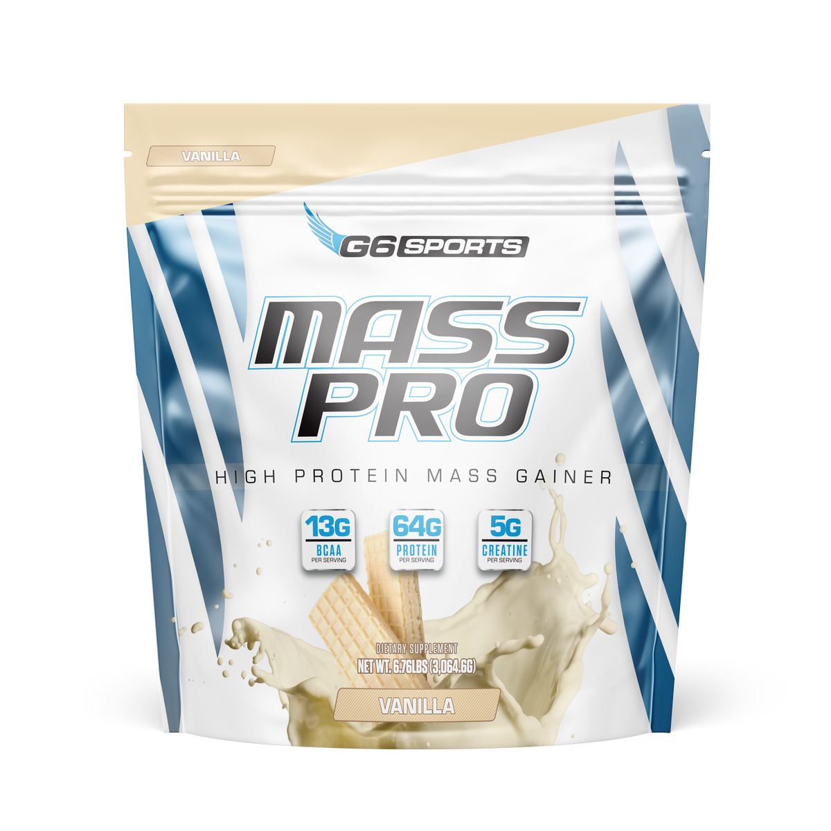 G6 Sports Mass Pro High Protein Mass Gainer, Chocolate, 6.76 lb (14 Servings)