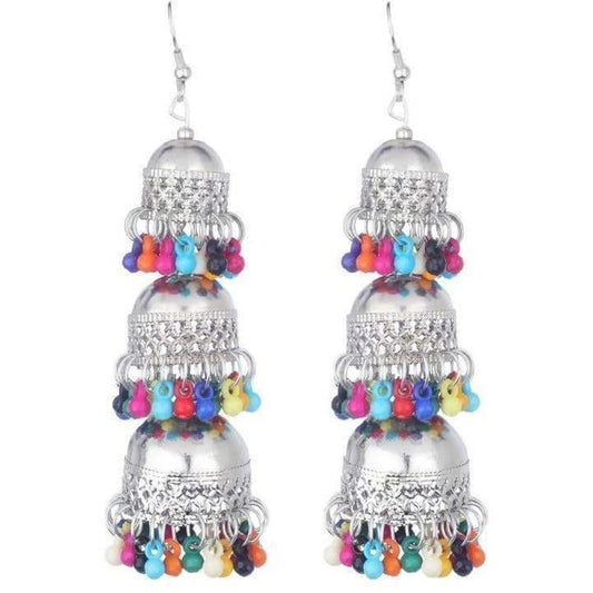 MS Fashion India Tassel Small Hanging Jhumka Multicolor Pearls Earrings For Occasions