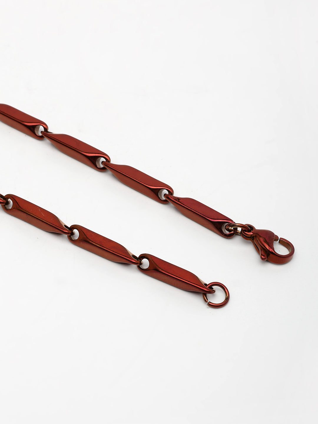 NVR Men Set of 2 Maroon & Green Rhodium-Plated Stainless Steel Chain