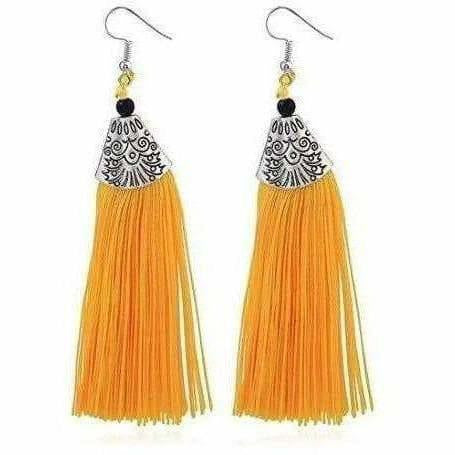 MS Fashion India Orange Fringe Earrings