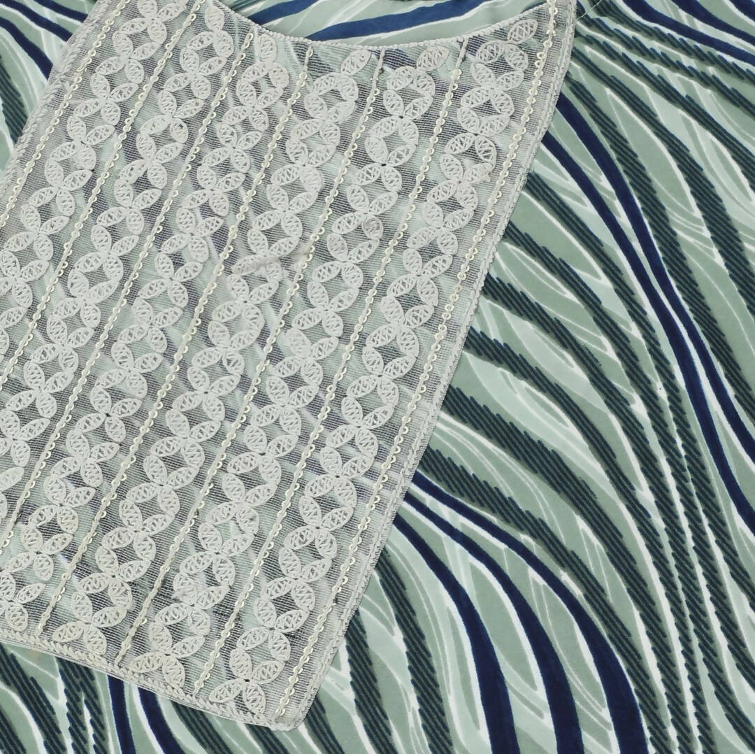 Green Poly Crepe Digital Printed Top with Matching Bottom - Preeti