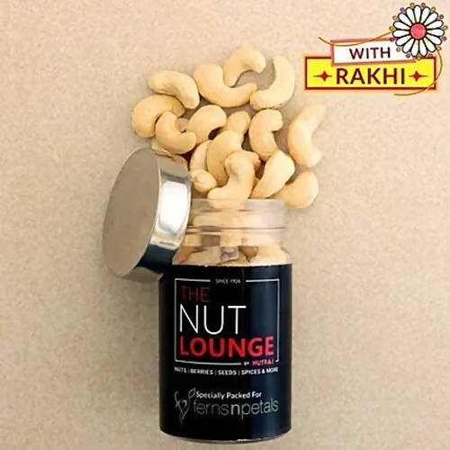 Pretty Rudraksha Rakhi And Cashew Jar