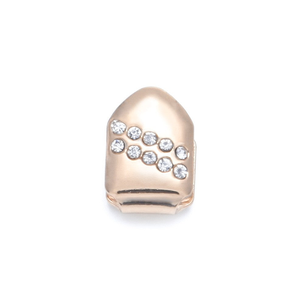 Hip-hop diamond-encrusted and gold-plated teeth grillz
