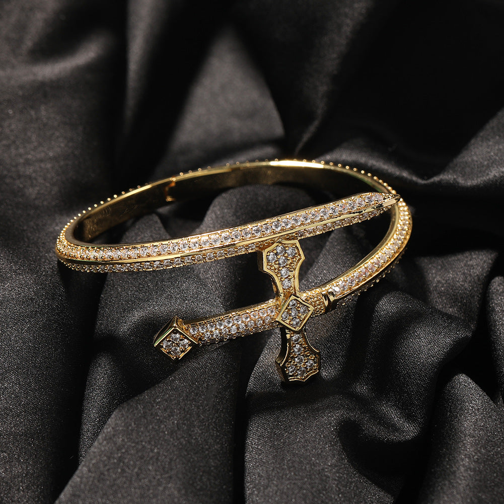Hip-hop full-diamond justice sword bracelet inlaid with zircon