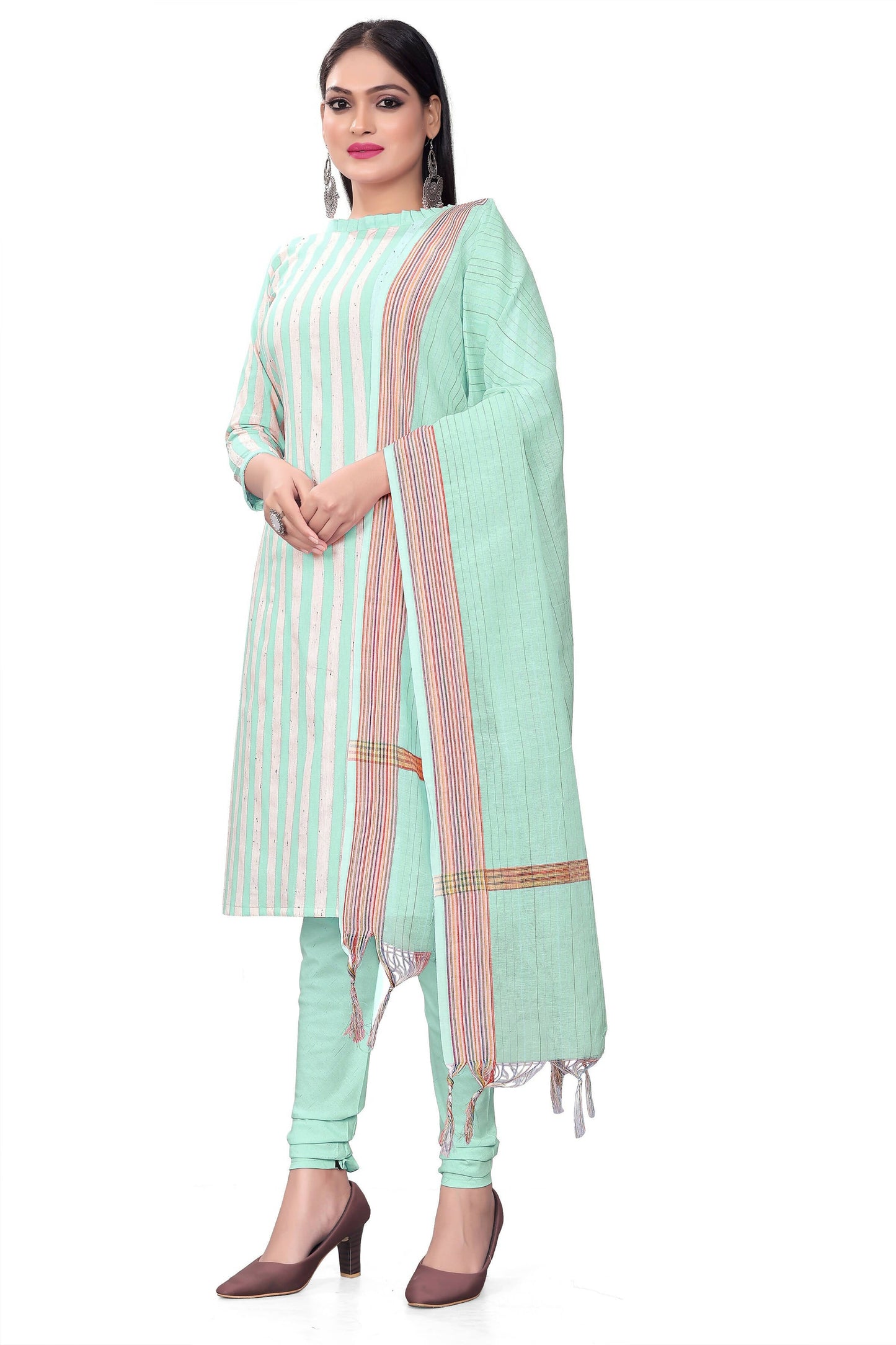 Sky Blue Cotton Jacquard Woven Unstitched Dress Material - Amara
