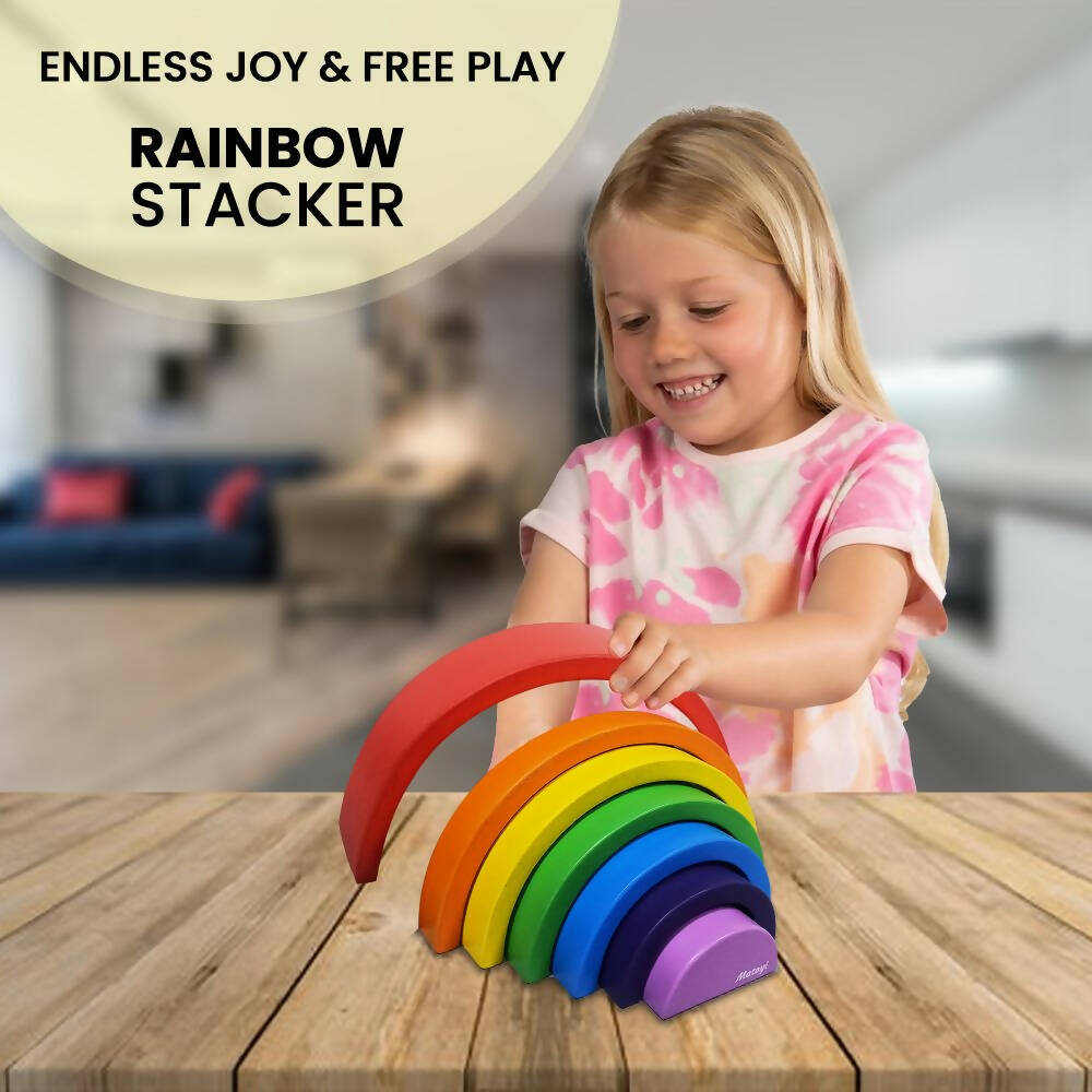 Matoyi Wooden Rainbow Stacker ? 7 Piece Colorful Stacker