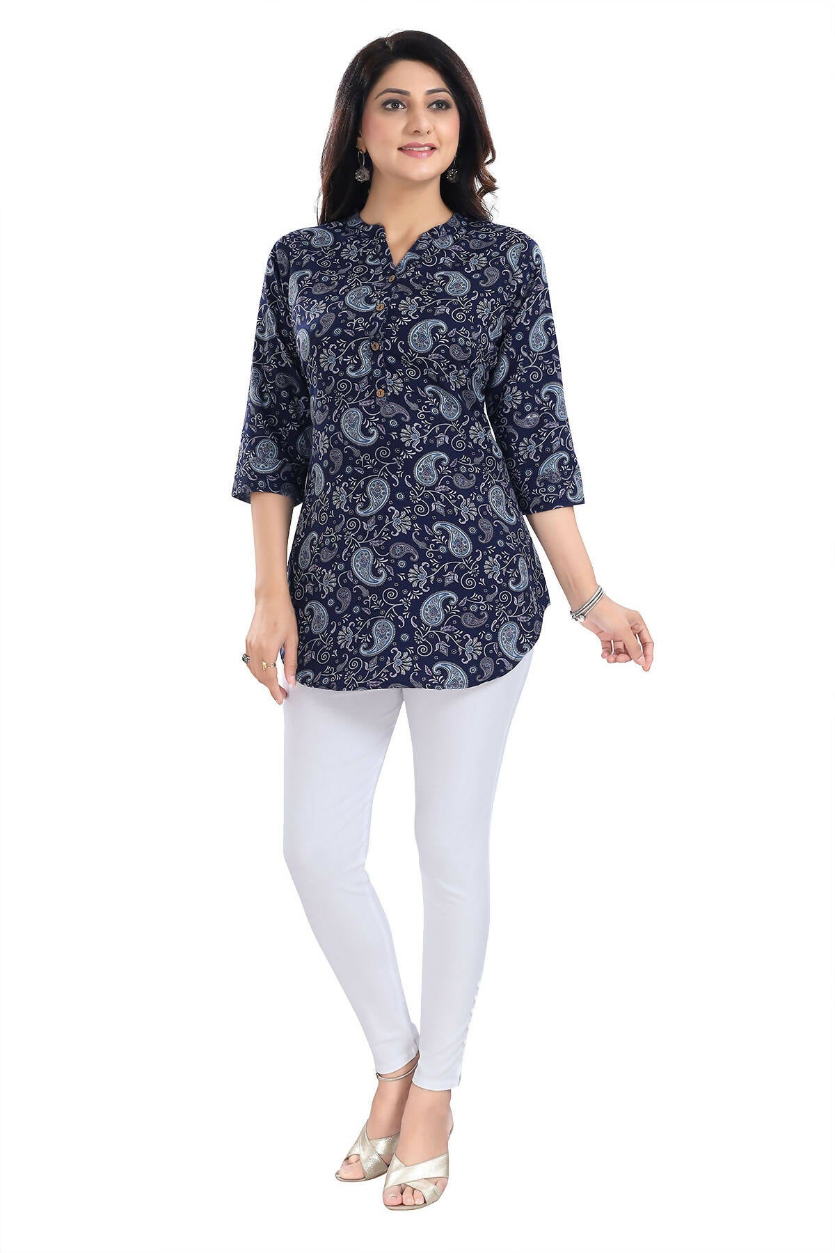 Snehal Creations Ethnic Galore Blue Short Tunic Top for Women
