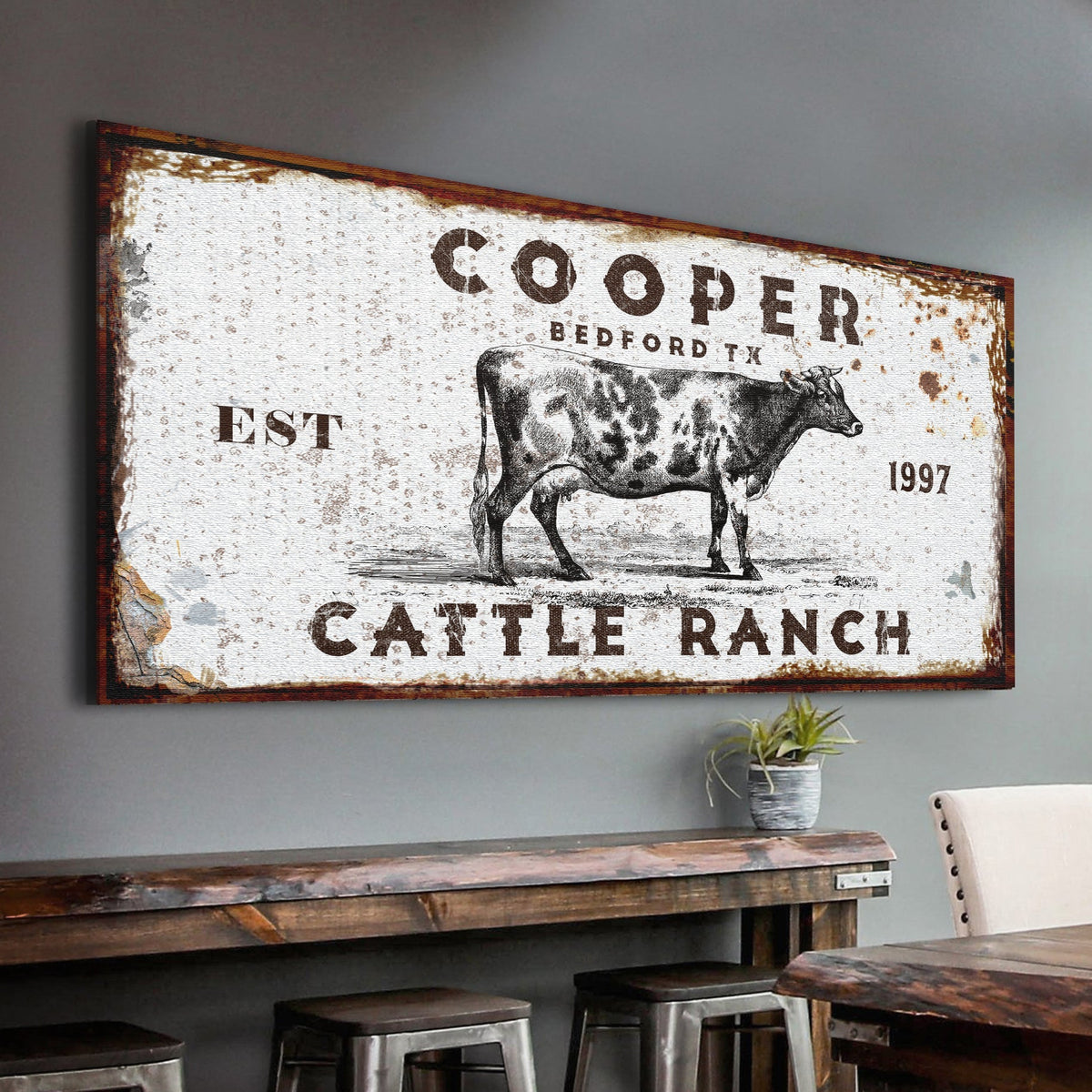 Personalized Cattle Ranch Rustic Sign II