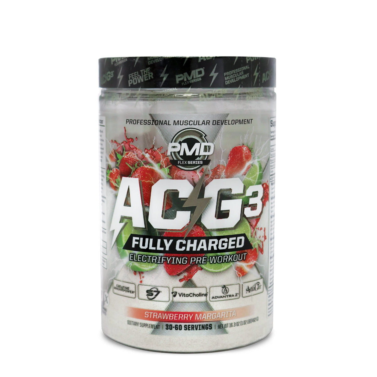 PMD Sports ACG3 Fully Charged Pre-Workout, Strawberry Margarita, 16.1 oz