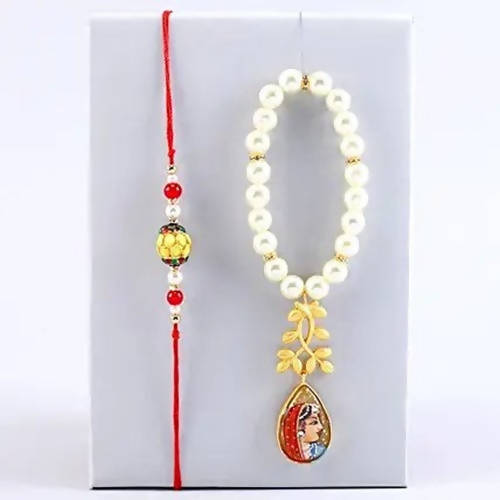 Folk Style Lumba Rakhi Set & Kaju Rolls Box