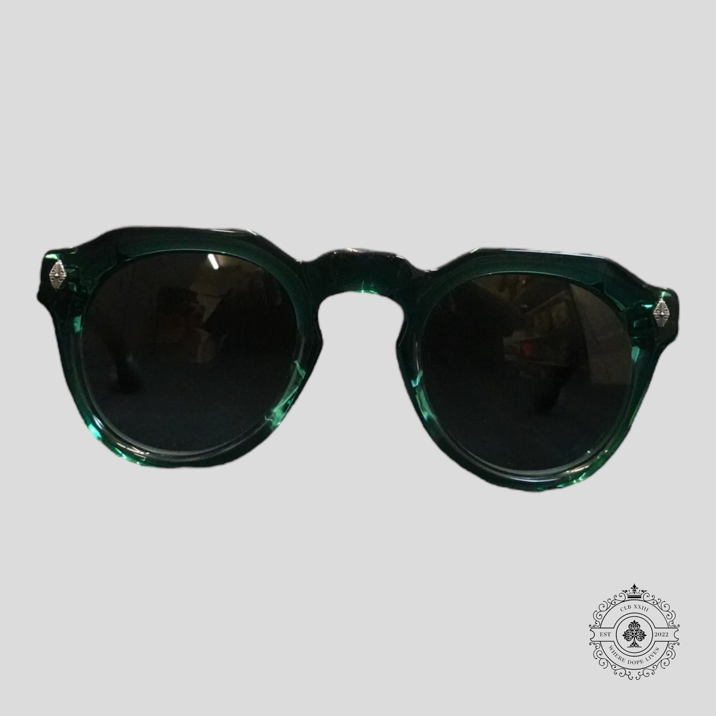 Chrome Hearts Lizard Boot Sunglasses in Marine Green/Silver