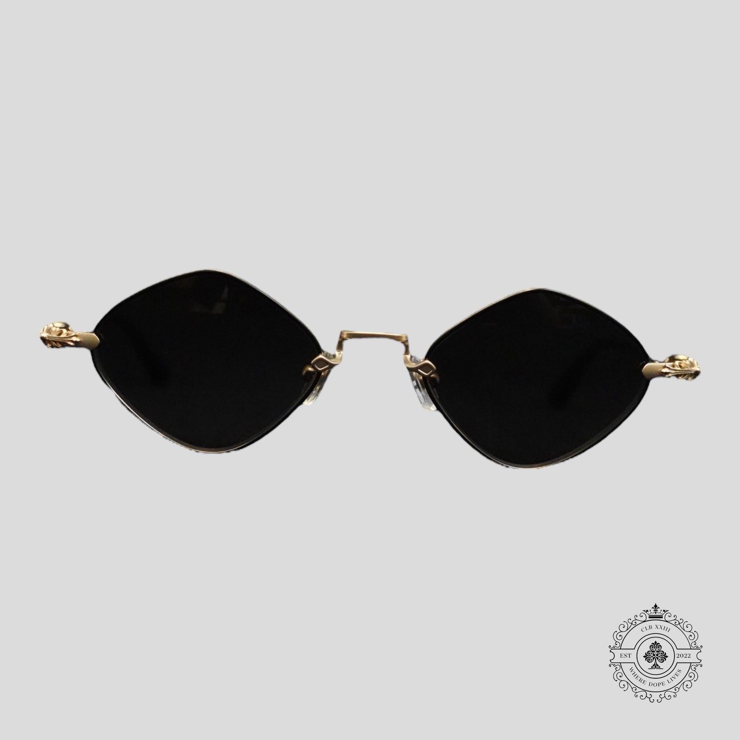 Chrome Hearts Diamond Dog Sunglasses in Black/Gold