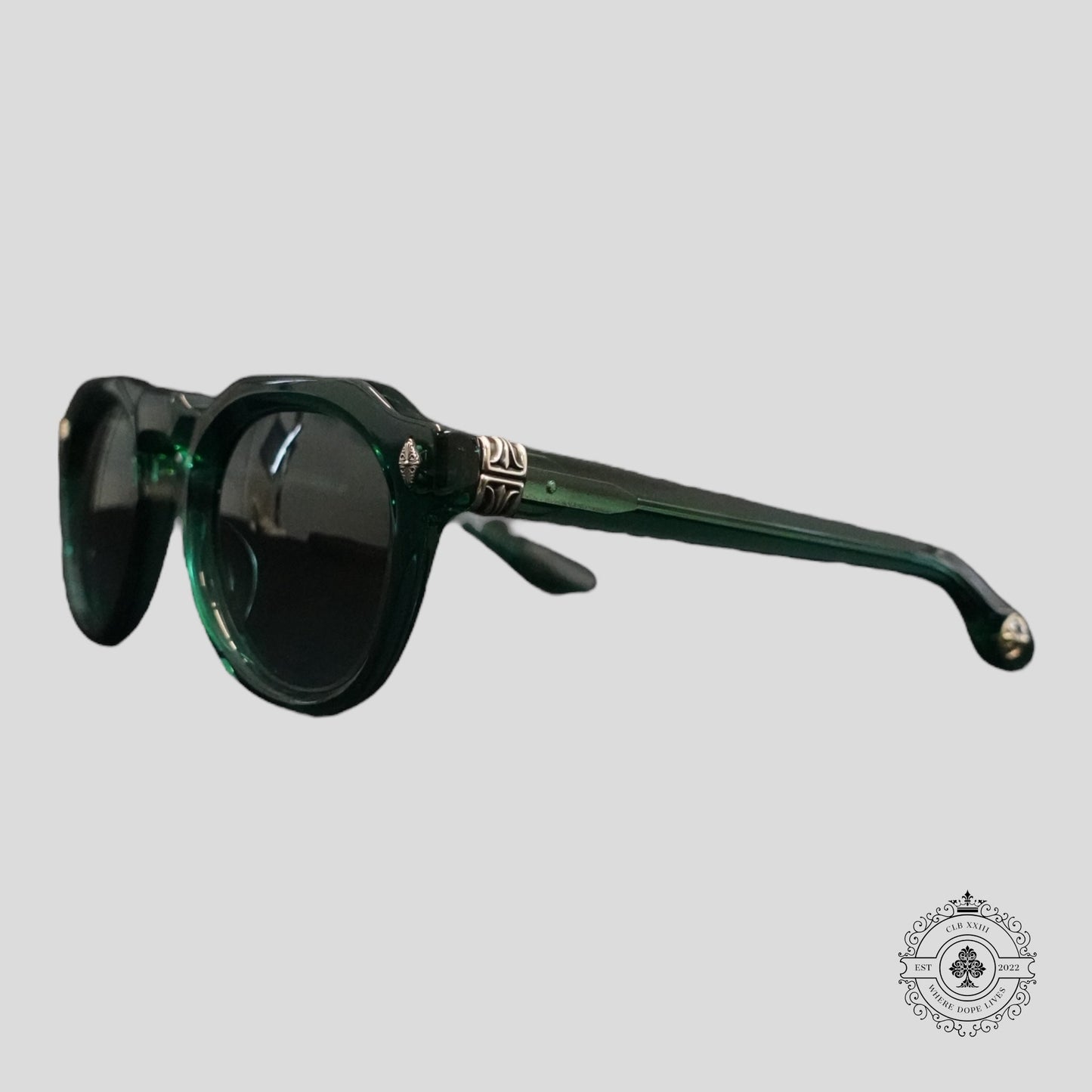 Chrome Hearts Lizard Boot Sunglasses in Marine Green/Silver
