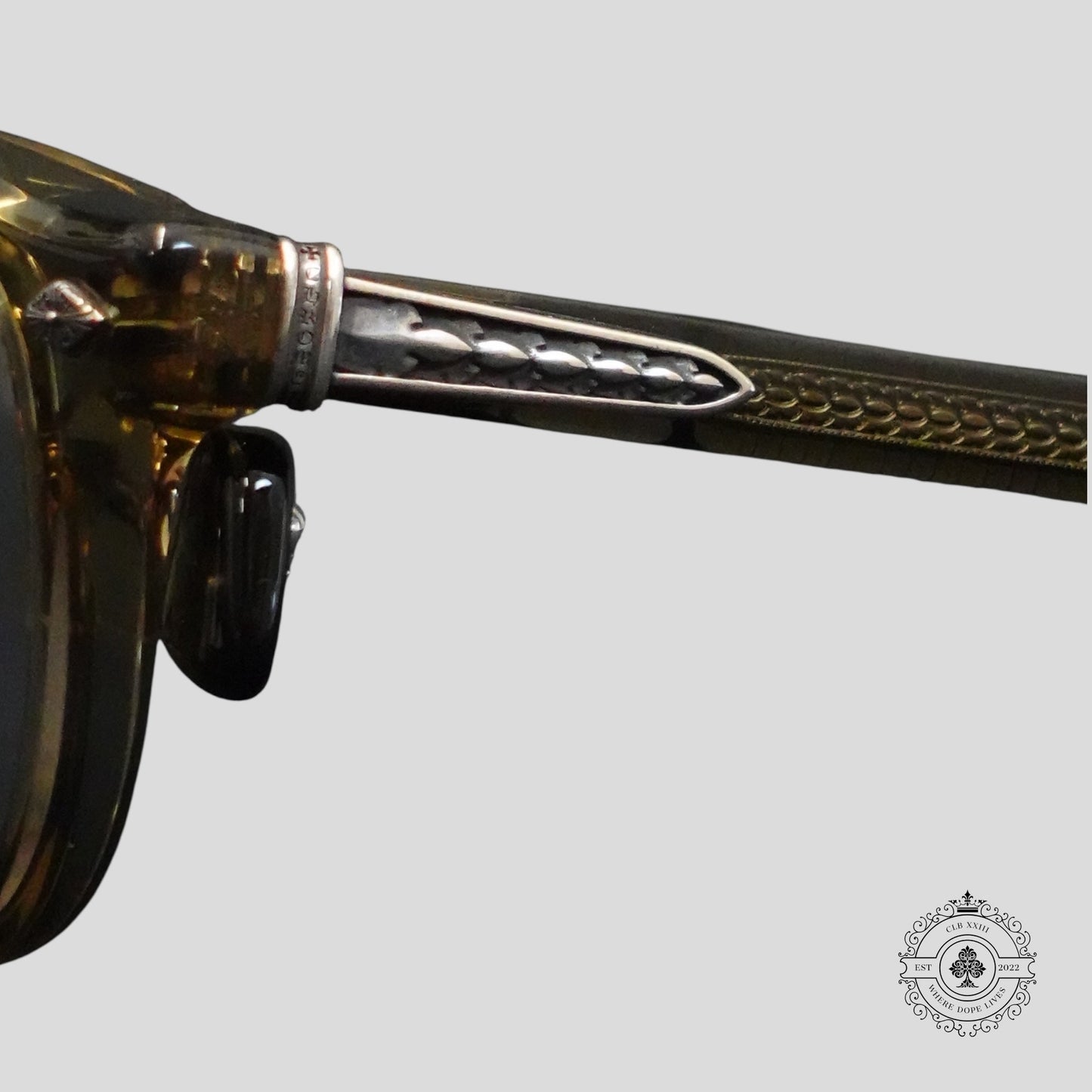 Chrome Hearts Chirp Chirp Glasses in Olive/Silver