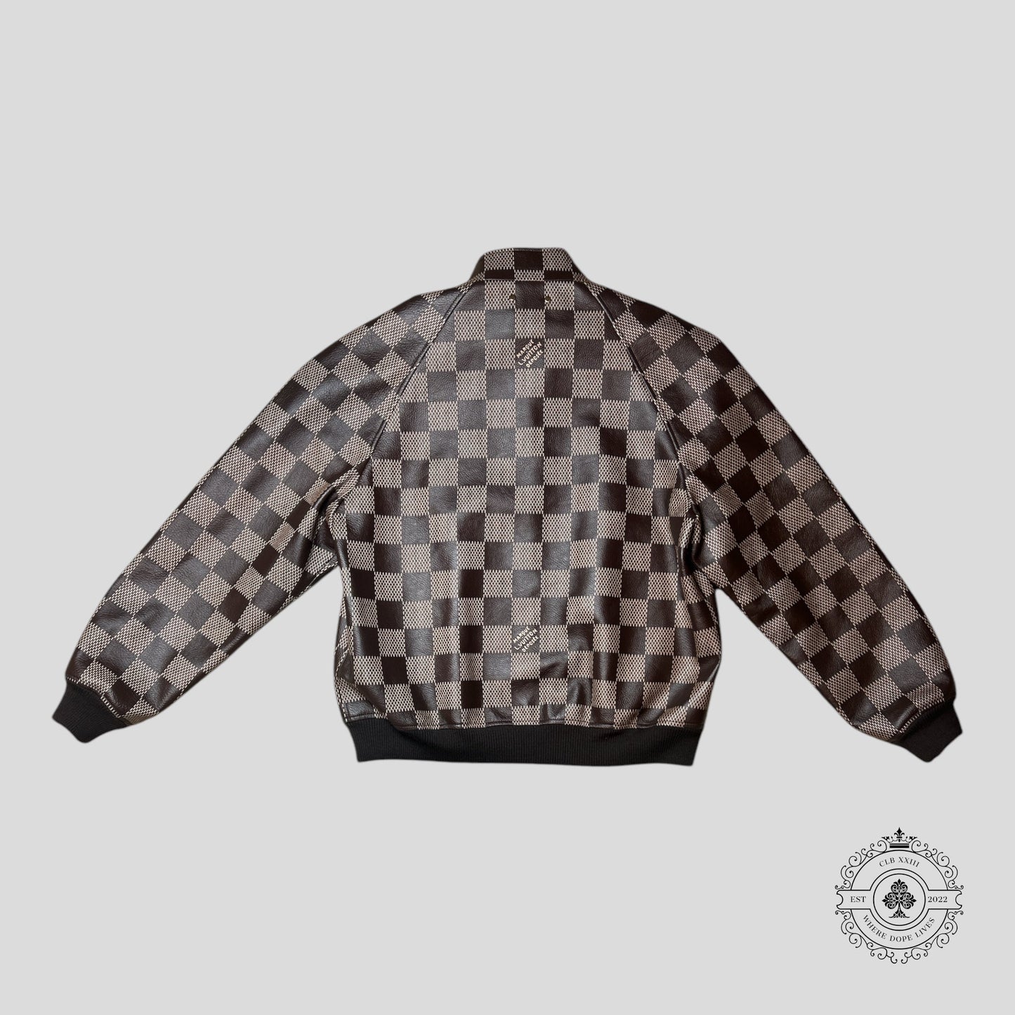 Louis Vuitton Damier Pop Leather Harrington Jacket in Brown