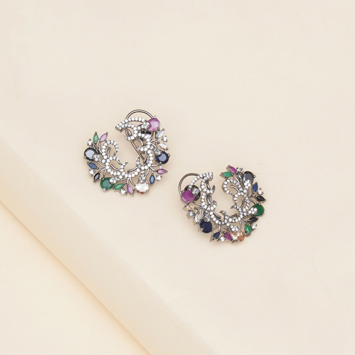 Multi Flower Oversized Stud Earrings- Ruby Raang