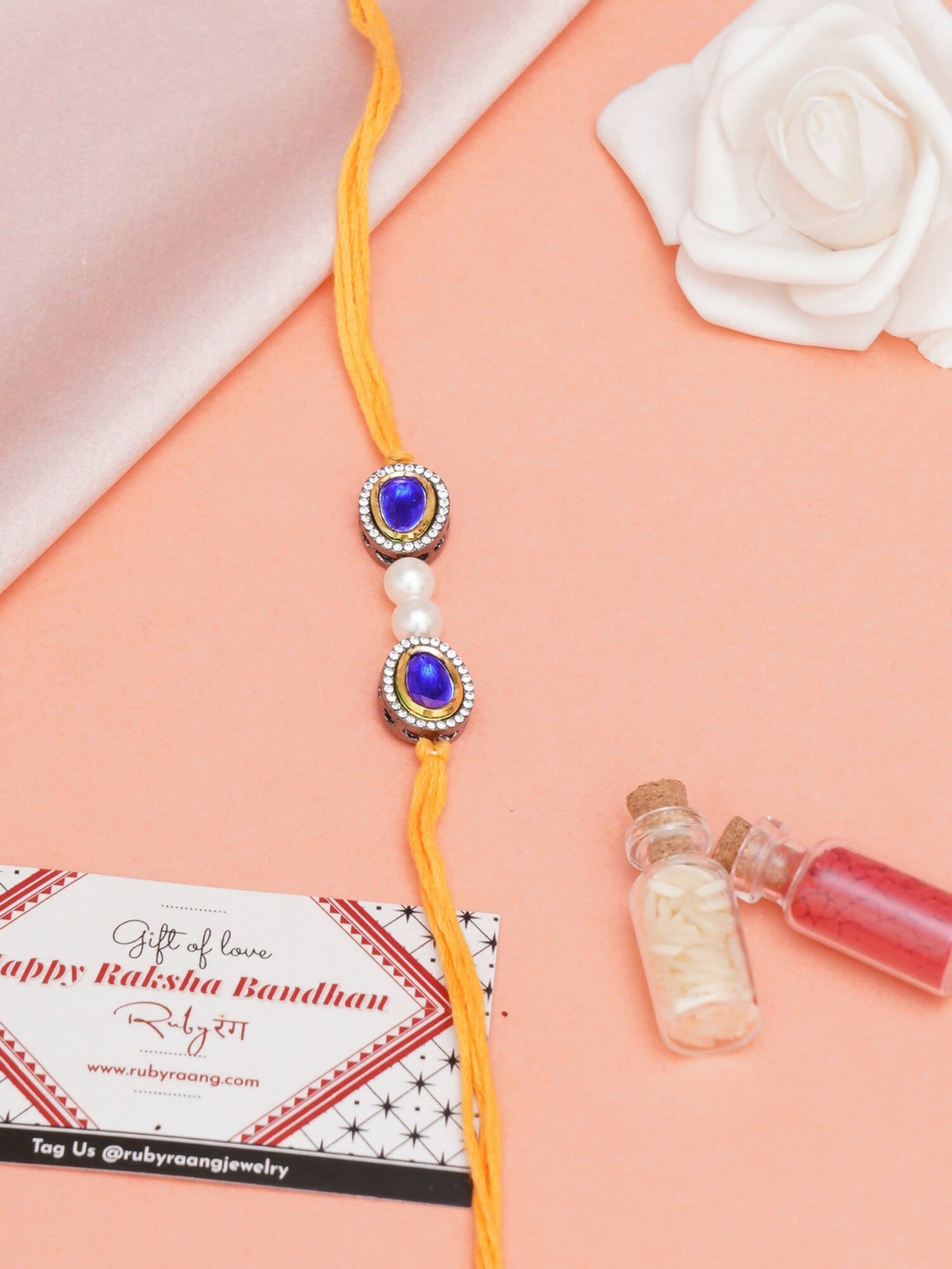 Designer kundan Rakhi - Ruby Raang