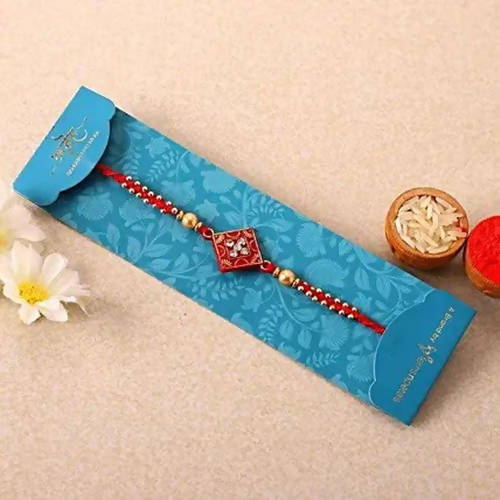 Sleek American Diamond Rakhi And Soan Papdi