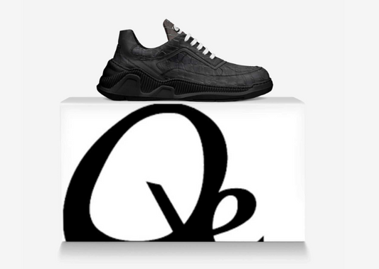 QE Black Pythons Low Cut Sneaker