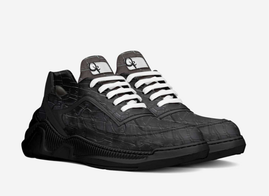 QE Black Pythons Low Cut Sneaker