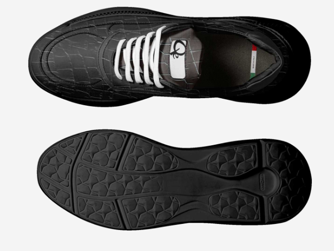 QE Black Pythons Low Cut Sneaker