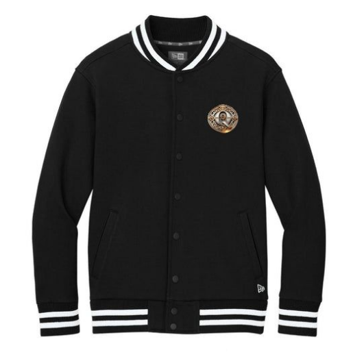 QE New Era Varsity Heavyweight Fleece Jacket.