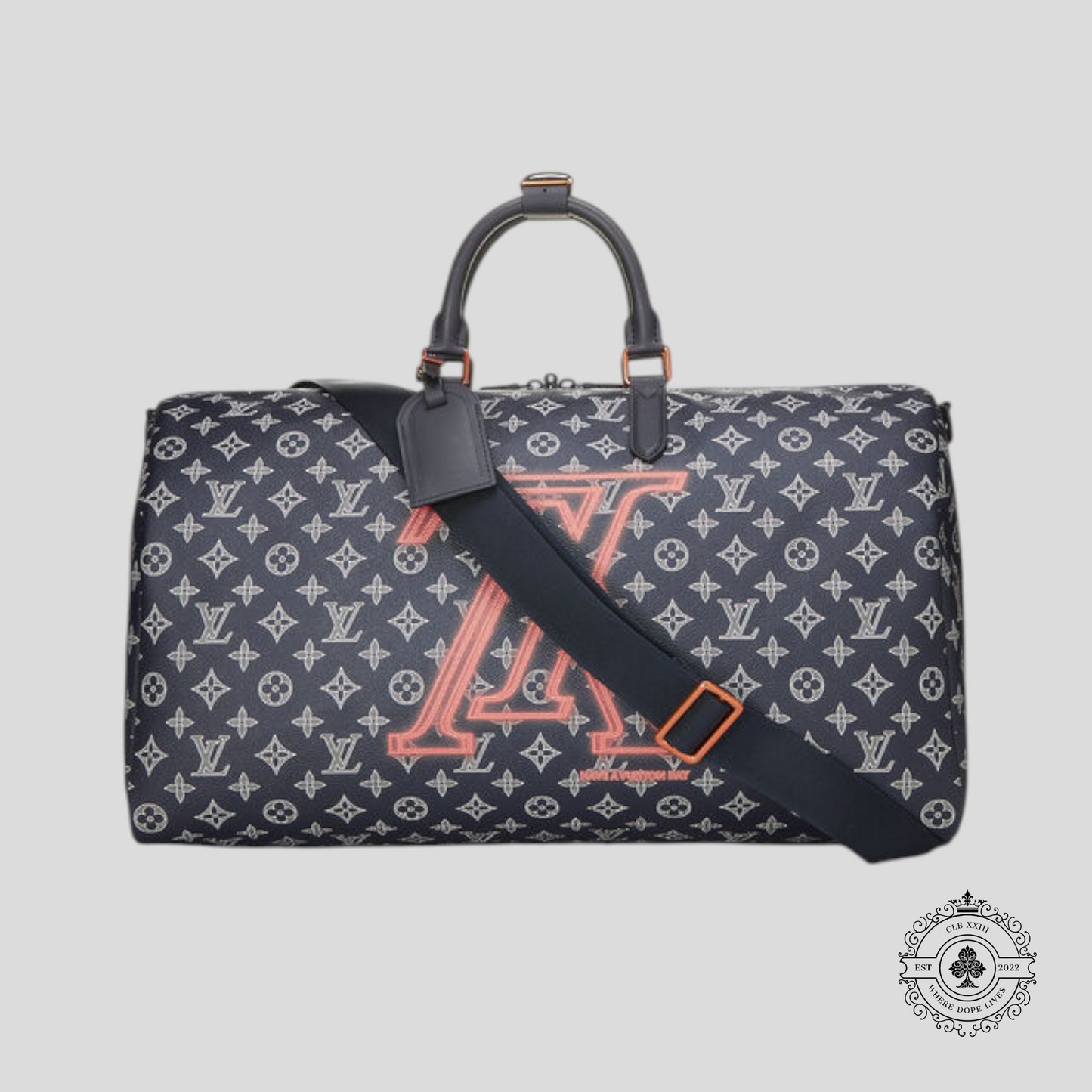 Louis Vuitton x Kim Jones LV Upside Down Monogram Keepall Bandouliere 50 in Navy