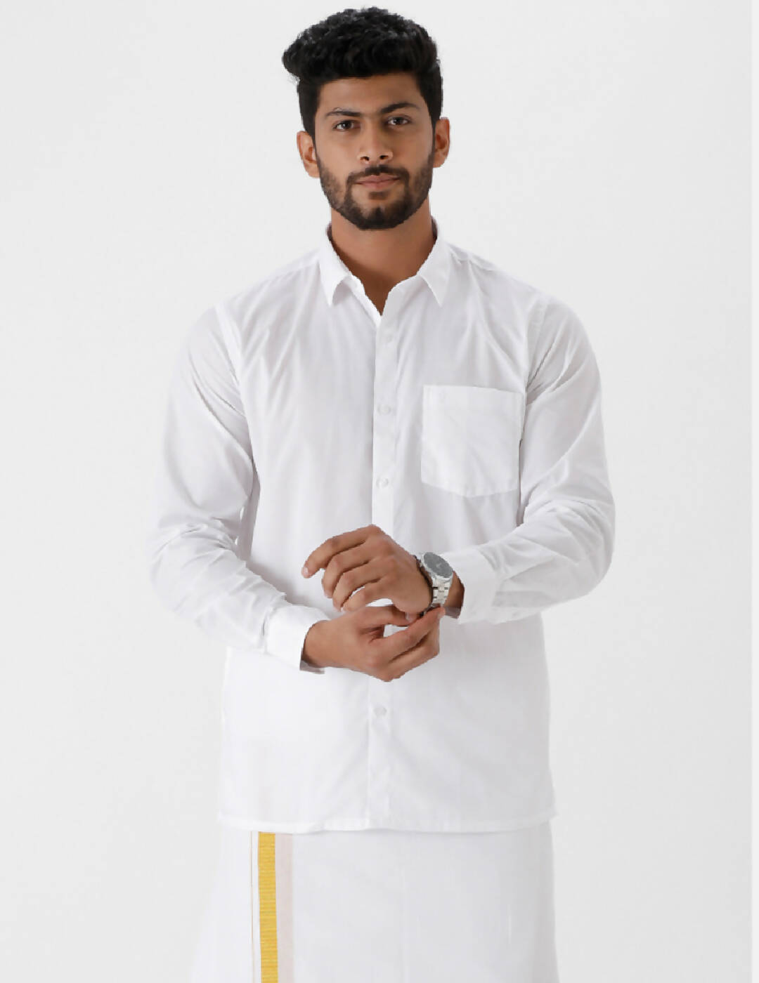 Ramraj Cotton Mens Luxury Cotton Full Sleeve White Shirt