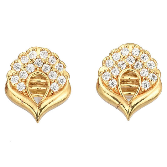 AanyaCentric Gold-Polished Short Mangalsutra Set with Earrings