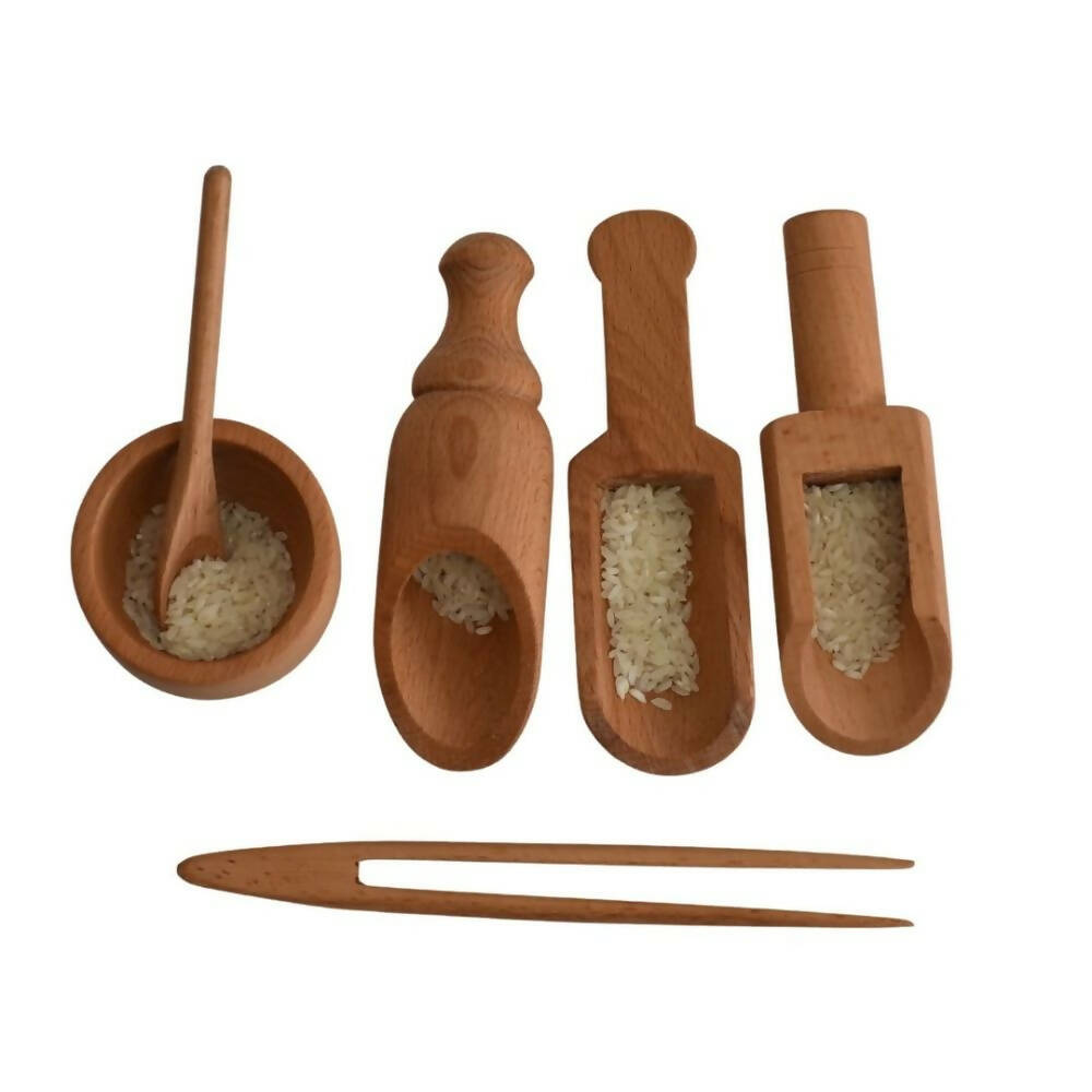 Nesta Toys Sensory Wooden Toy Set with Montessori Tray - Beech Wood
