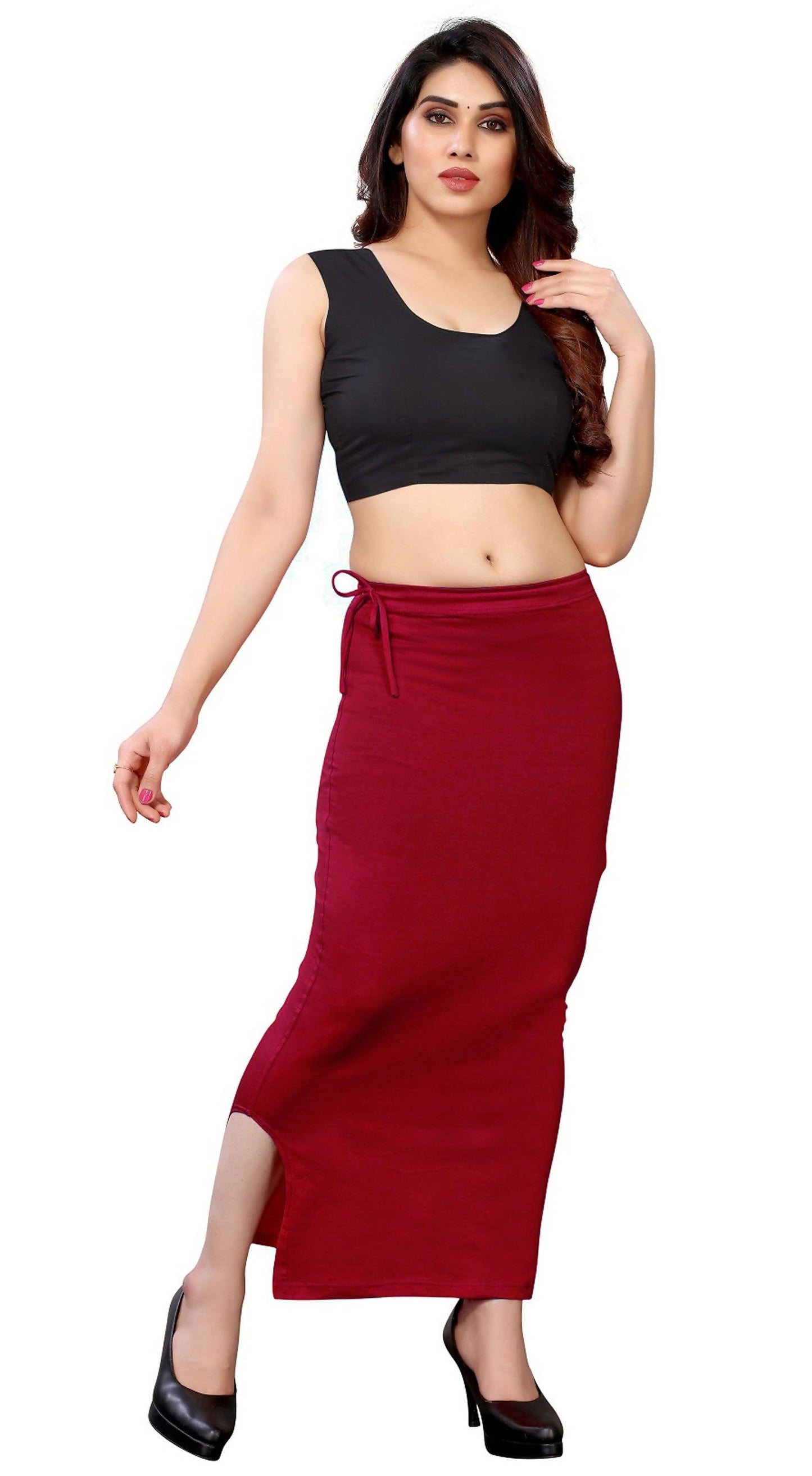 Vamika Maroon Cotton Lycra Petticoat