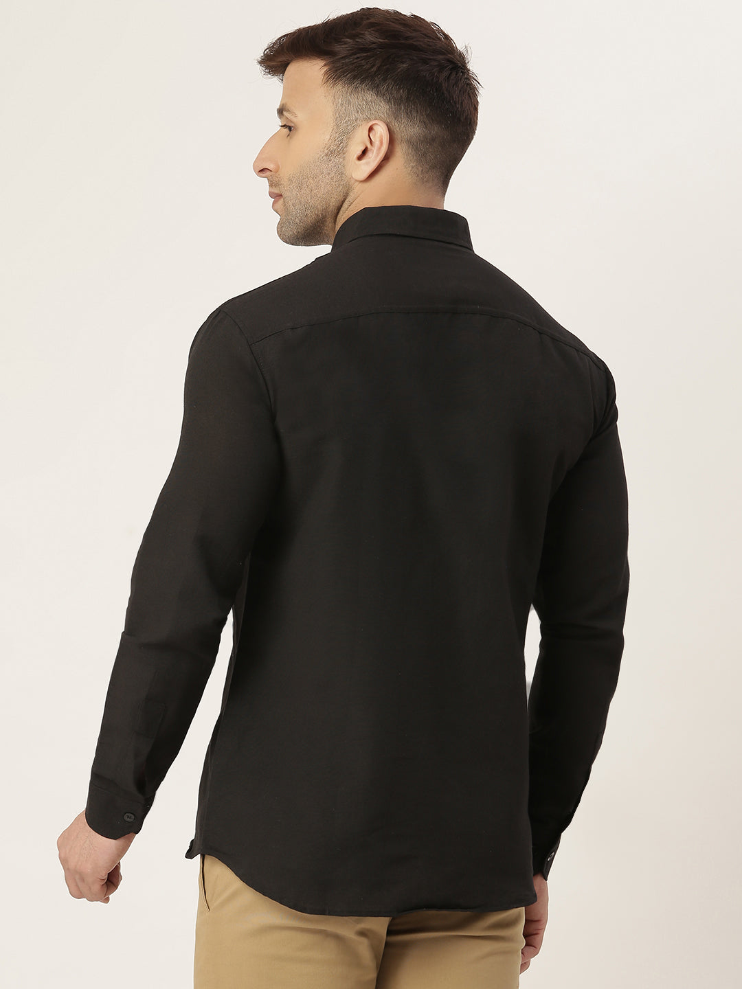 RIAG Black Men's Full Sleeves Solid Shirt