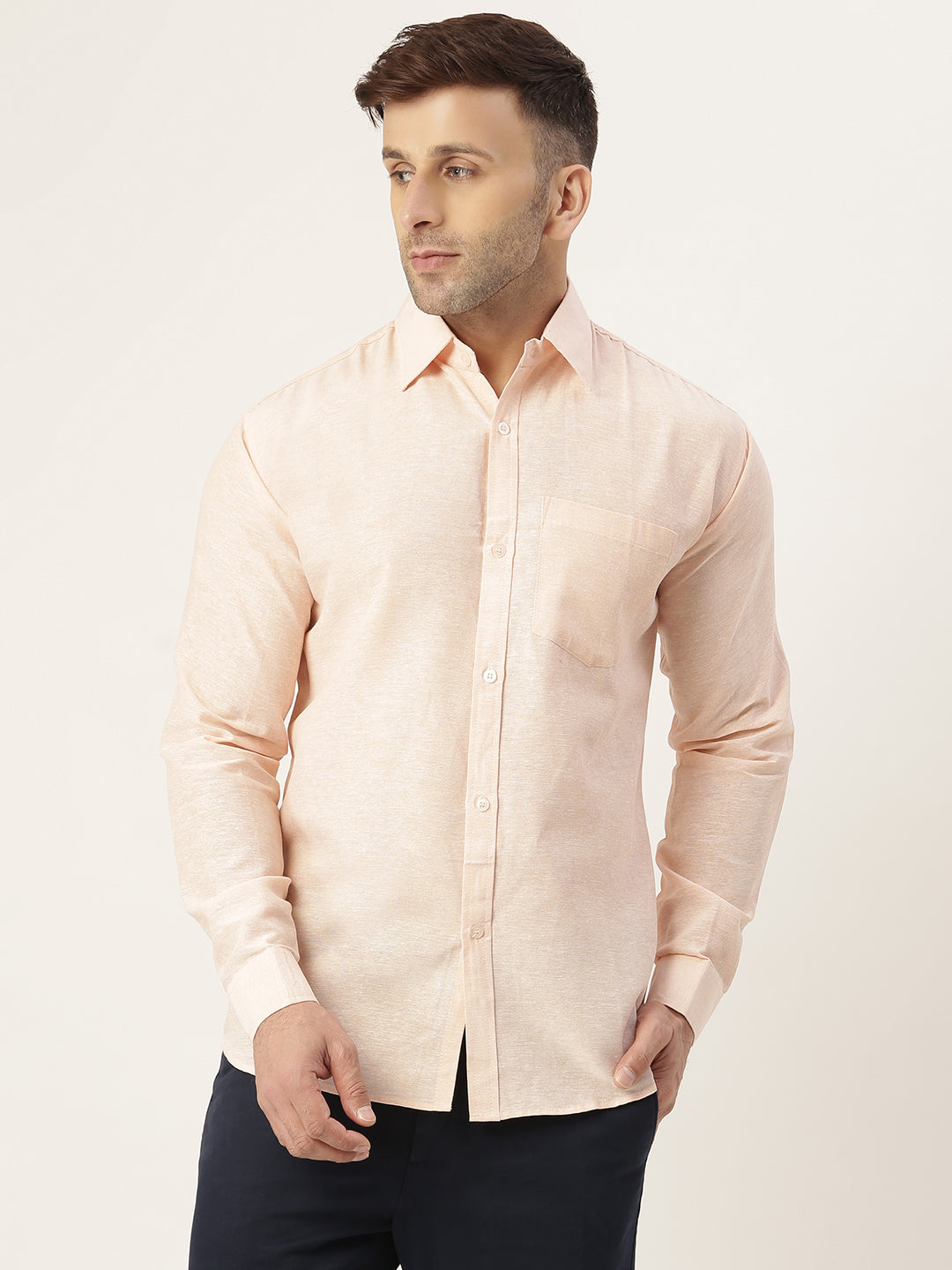 RIAG Beige Men's Full Sleeves Solid Shirt