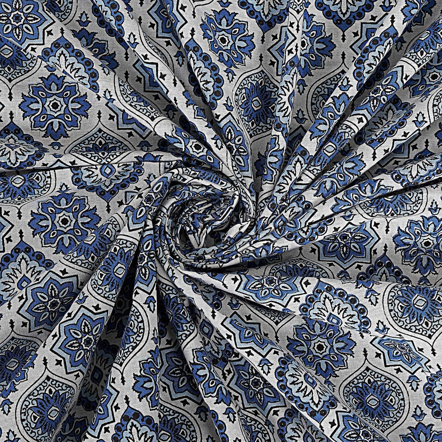 Rudra Bazaar Blue 210 TC Cotton Double King Bedsheet With 2 Pillow Covers