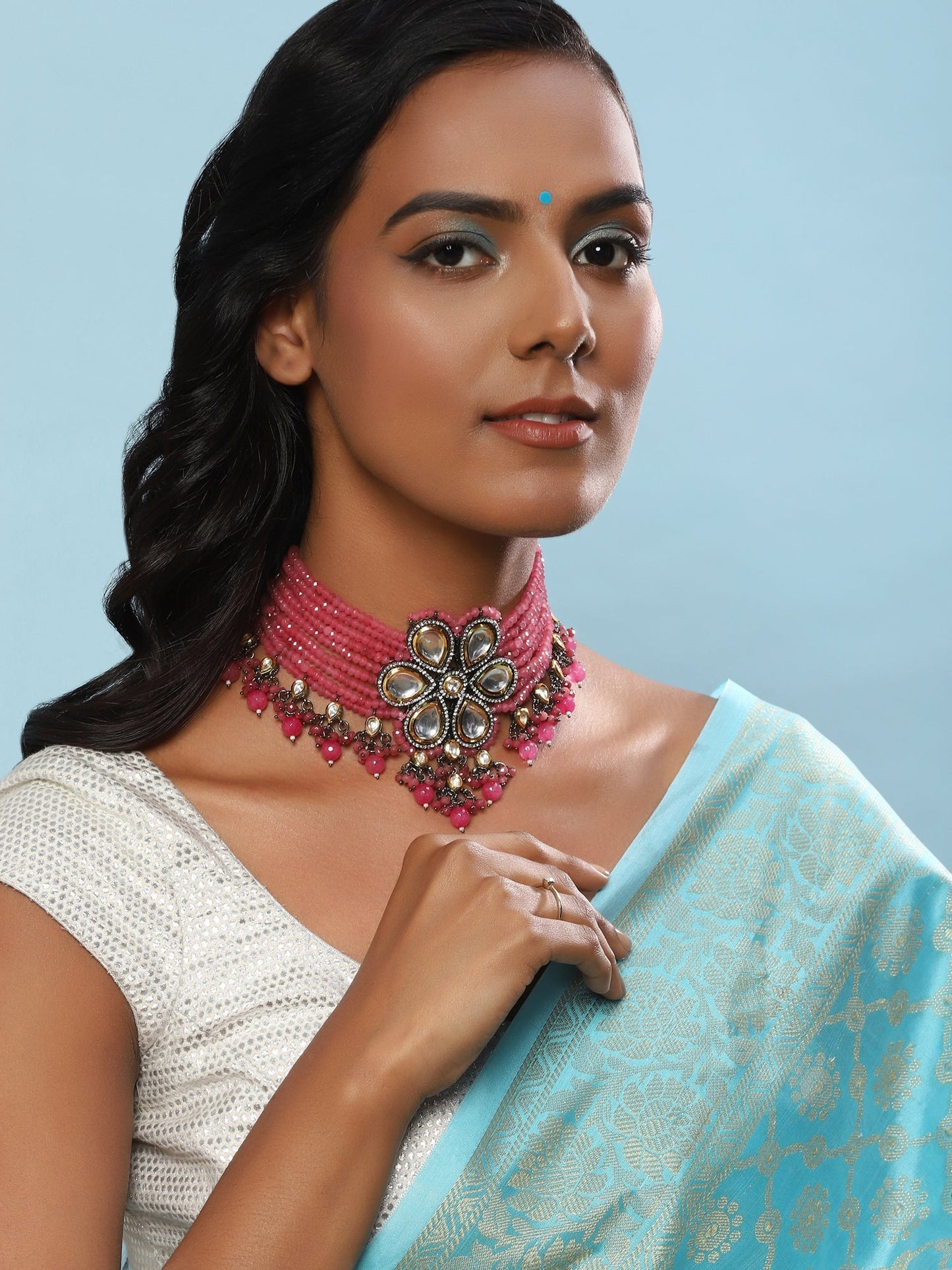 Pink Brass Silver-Plated Necklace - Ruby Raang