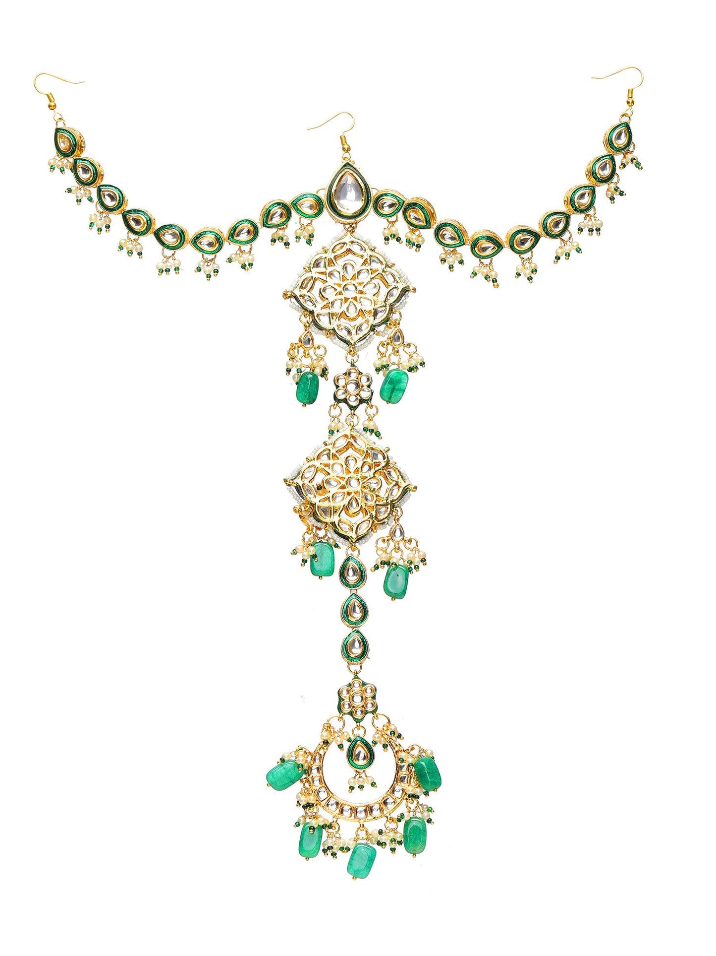 Kundan and Stone Hair Braid (Chotti) - Ruby Raang