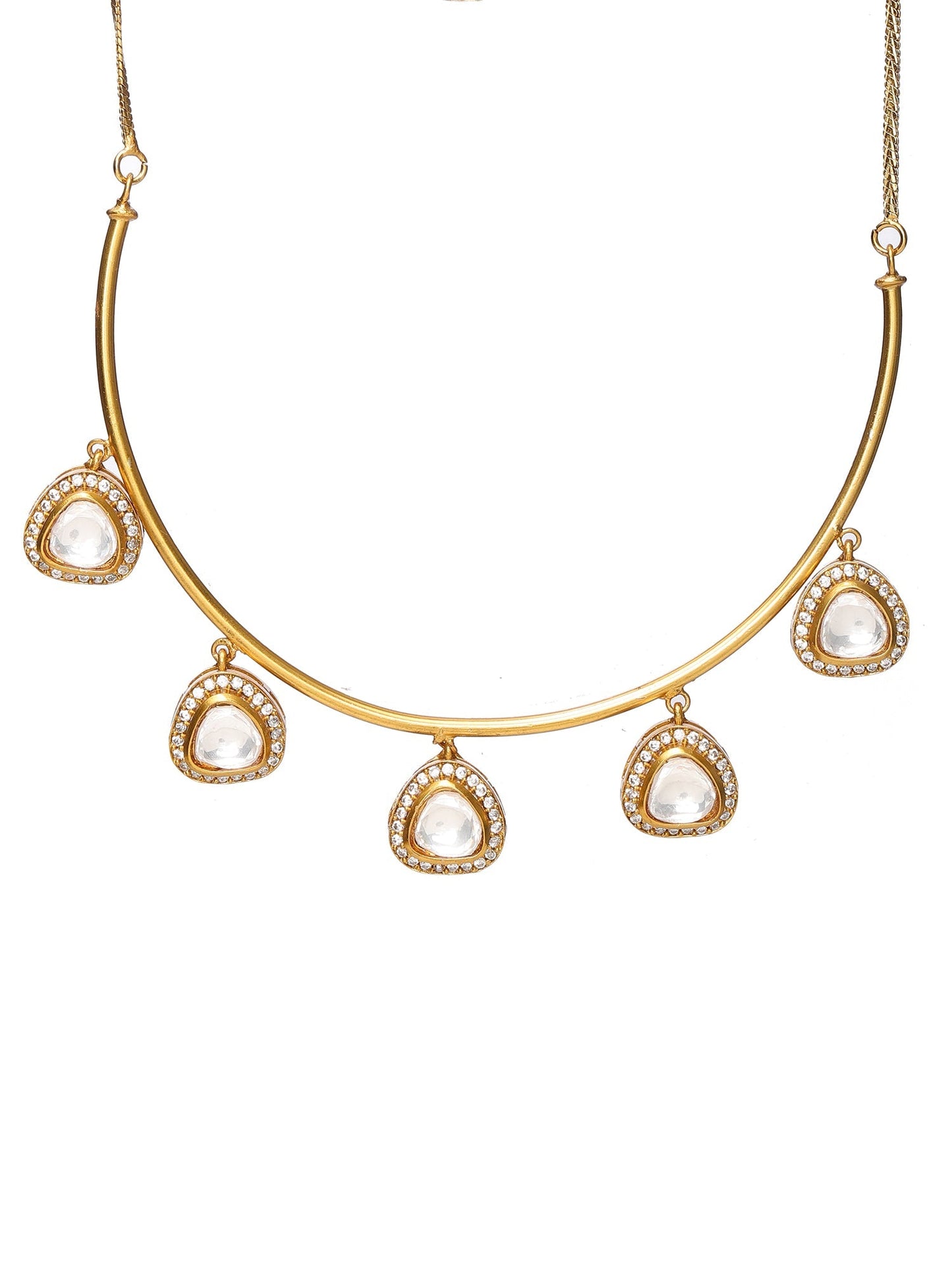 Hasli with Kundan & Mossainite & Matching Studs - Ruby Raang