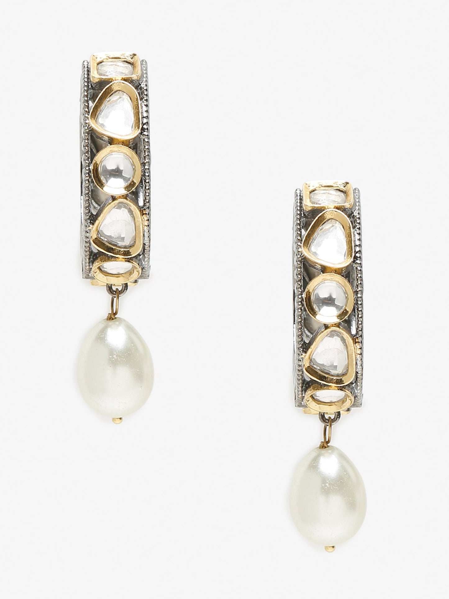 Silver-Toned White Circular Hoop Earrings - Ruby Raang