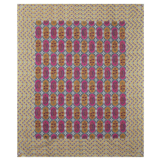 Rudra Bazaar Multicolour 210 TC Cotton Double King Bedsheet With 2 Pillow Covers