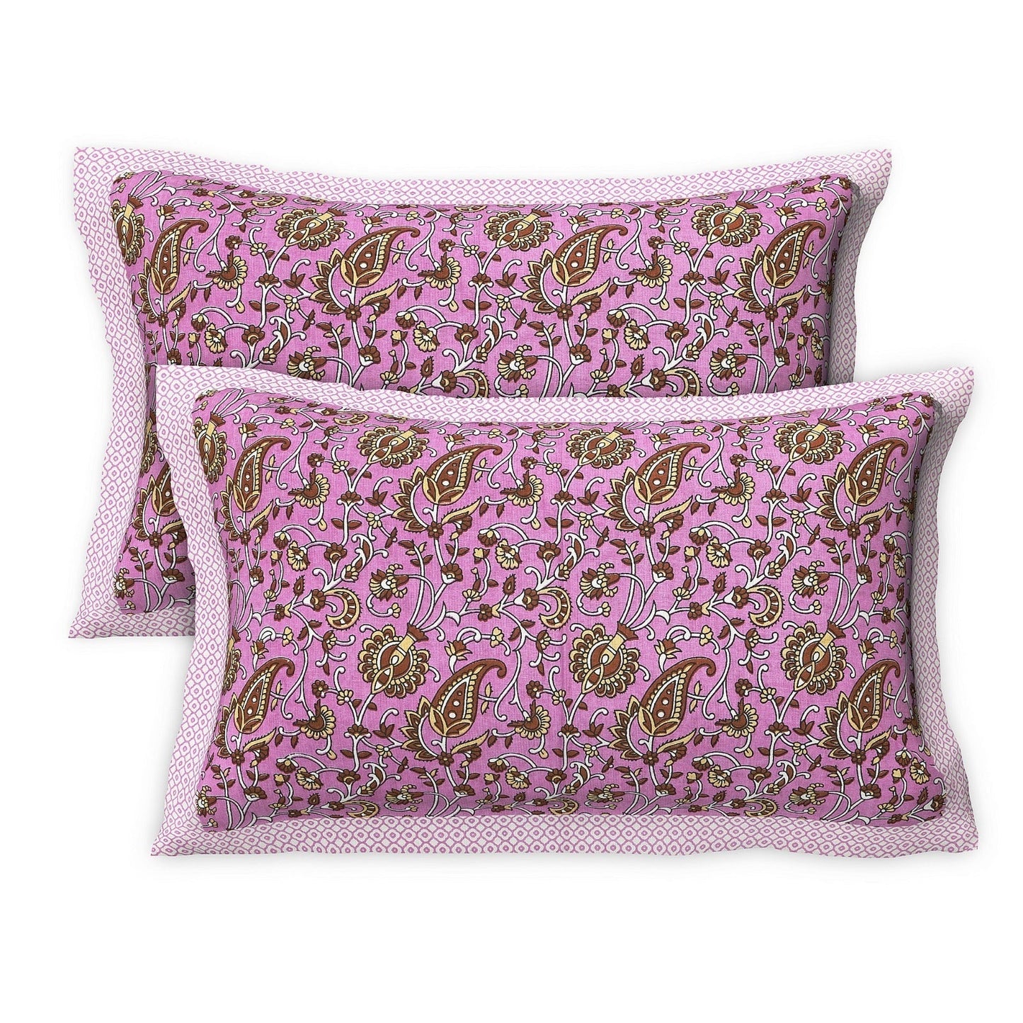 Rudra Bazaar Multicolour 210 TC Cotton Double King Bedsheet With 2 Pillow Covers