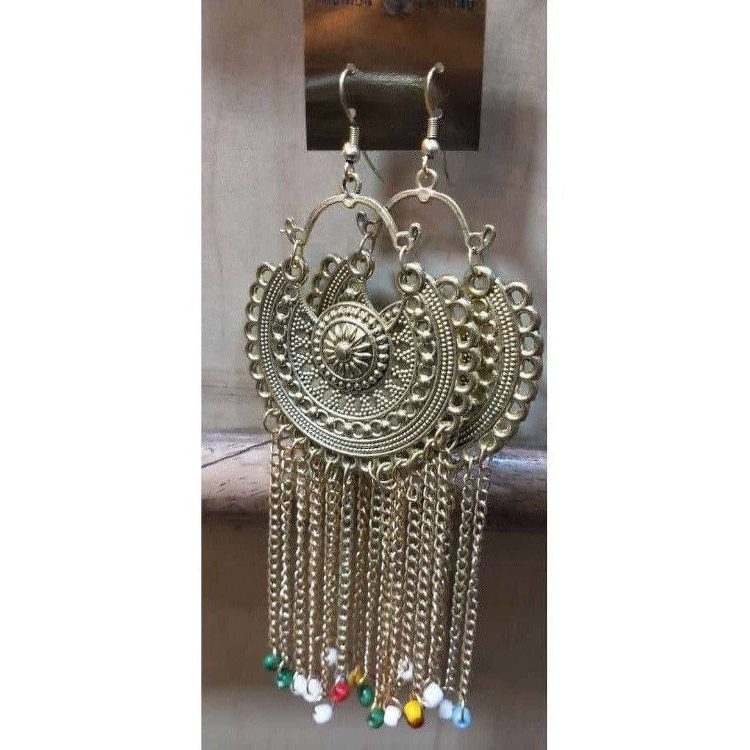MS Fashion India Chandbali Hanging Chains Tassel Earrings